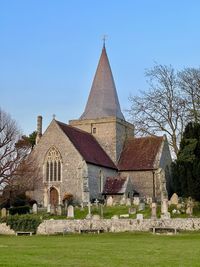 View of temple against clear sky