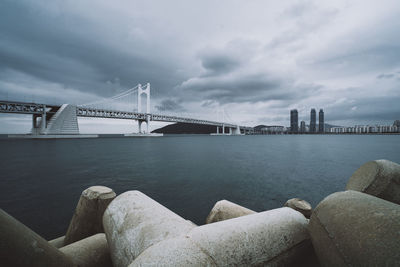 Bridge over river in city