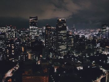 Illuminated cityscape at night