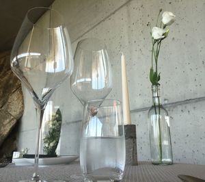 Close-up of glass vase on table