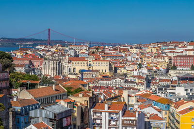 Aerial view of townscape against sky