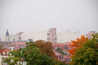 Cityscape against clear sky