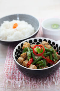 Close-up of food served in plate