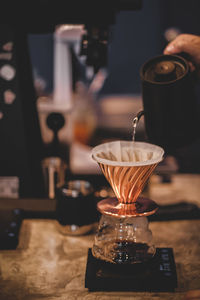 Close-up of coffee on table