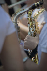 Close-up of man playing saxophone