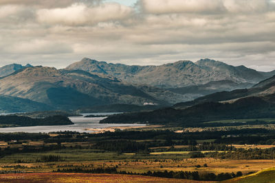 Scenic view of landscape and mountains against sky in scotland 