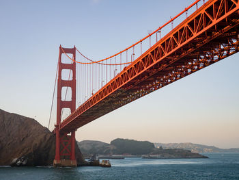 Golden gate bridge over san francisco bay against clear sky