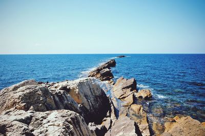 Scenic view of sea against clear sky