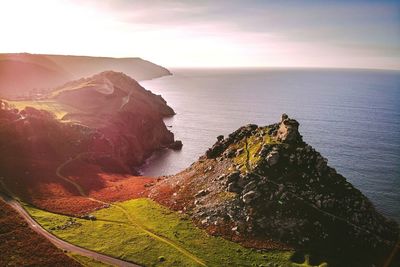 Scenic view of sea against sky during sunset