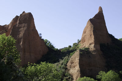 Low angle view of rock formation against sky