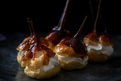 Close-up of dessert on table