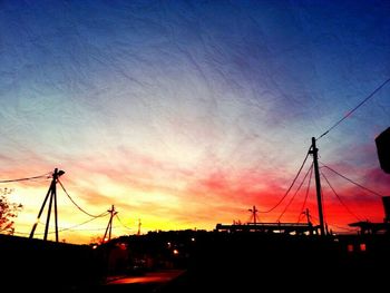 Electricity pylon at sunset