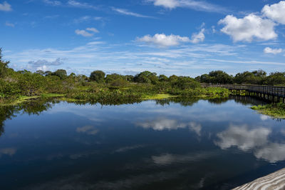 Scenic view of lake against sky