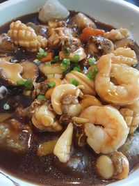 Close-up of soup in bowl