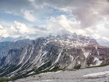 Wild mountains calm scene.. scenic scenery of wild snowy mountains and alpine valley