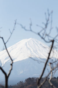 Snow covered landscape against sky