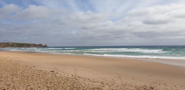 Scenic view of beach against sky