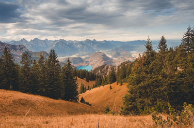 Scenic view of mountains against sky