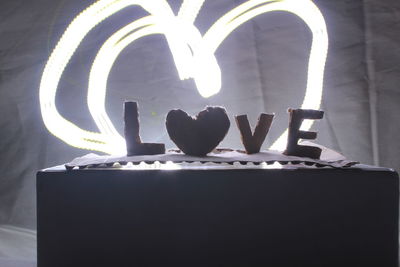 Close-up of text on heart shape