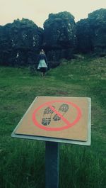 Information sign on field