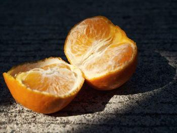 Close-up of orange slices on table