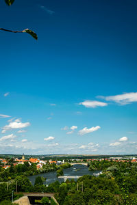 Scenic view of sea against blue sky