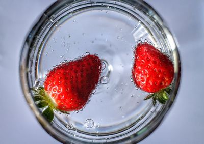 Close-up of strawberry on water