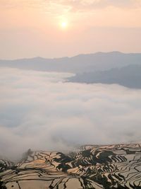 Scenic view of landscape against sky during sunset