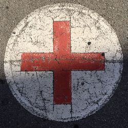 High angle view of road sign