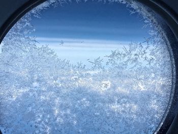 Close-up of frozen glass window