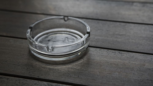 High angle view of wine glass on table