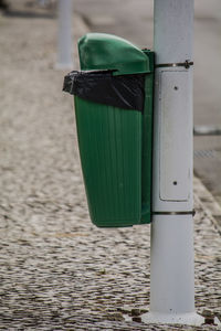 Close-up of metallic structure on beach