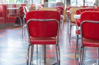 Chairs and tables in restaurant
