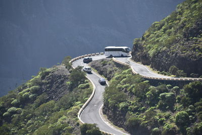 High angle view of mountain road