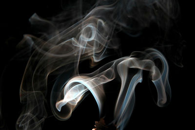 Close-up of smoke against black background