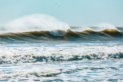 Scenic view of waves breaking along east coast, united states