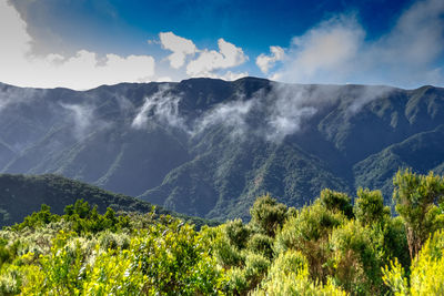 Scenic view of mountains against sky