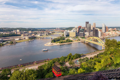 Panoramic overview the city of pittsburgh from the top of mount washington, and duquesne incline