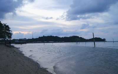 Scenic view of sea against cloudy sky