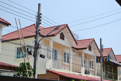 Low angle view of houses against sky