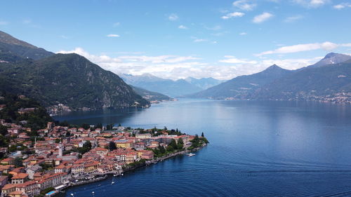 Menaggio aerial view on como lake