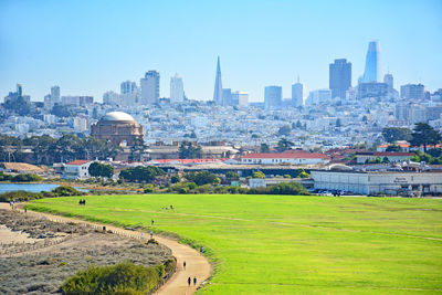 Aerial view of buildings in city