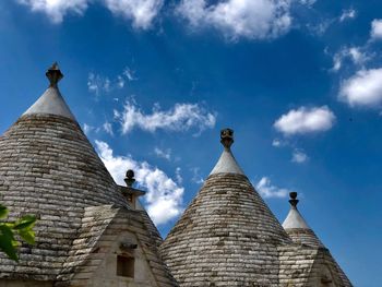 Low angle view of temple building against sky