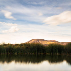 Scenic view of lake against sky