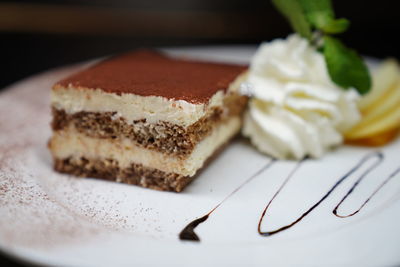 Close-up of cake in plate