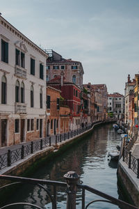 Canal amidst buildings in city against sky