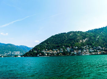Scenic view of bay against sky