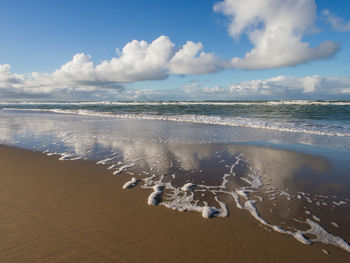 Scenic view of beach against sky