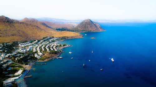 High angle view of sea against sky