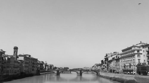 View of bridge in city against clear sky